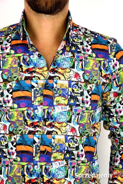 GIOVANNI PERA Koszula Męska K006 Grafitti Rozmiar L