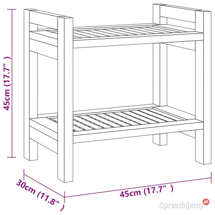 Stolik łazienkowy 45x30x45 lite drewno tekowe Warszawa