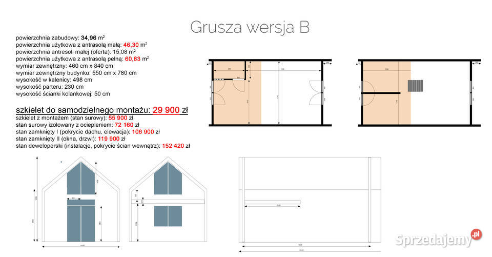 Dom szkielet do samodzielnego montażu Dom z Zaborze sprzedam