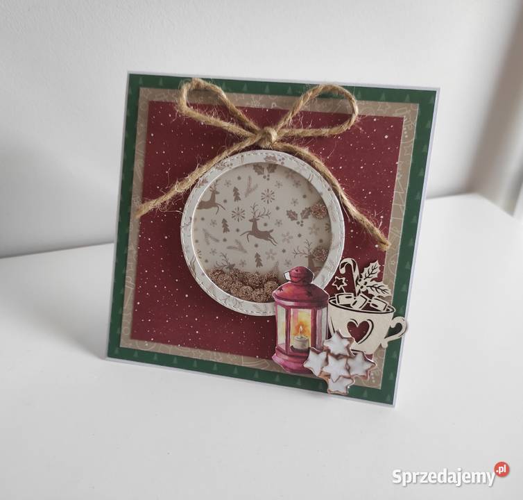 Kartka świąteczna recznie Robiona z latarenka Rękodzieło Łódź