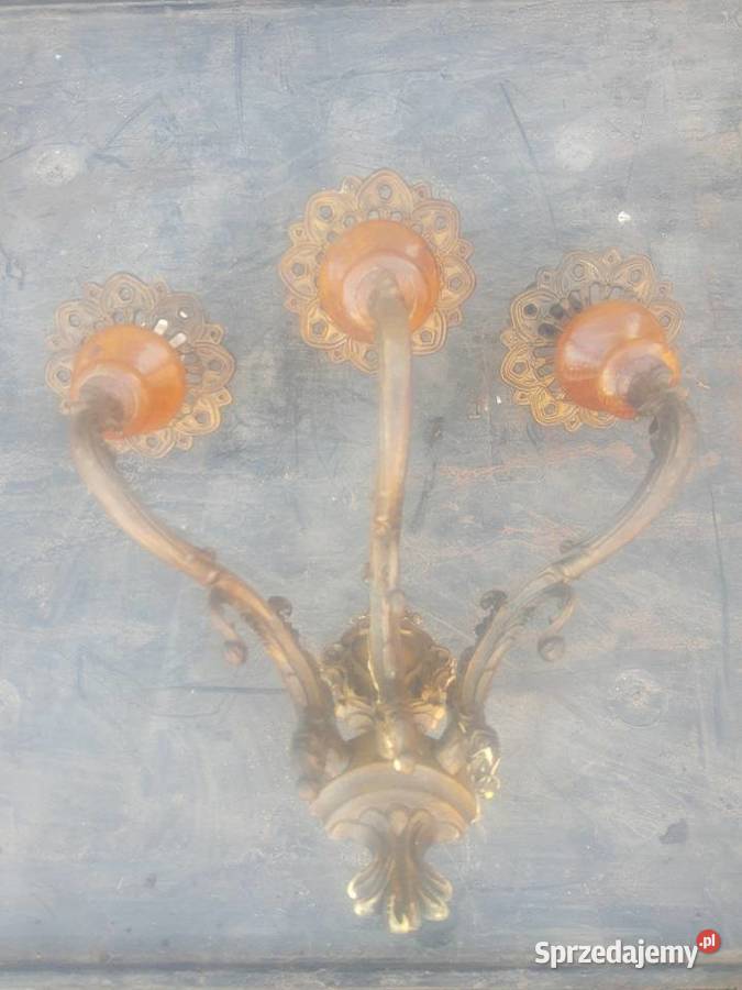 Lampa lampka kinkiet świecznik mosiężny Karczmiska Pierwsze