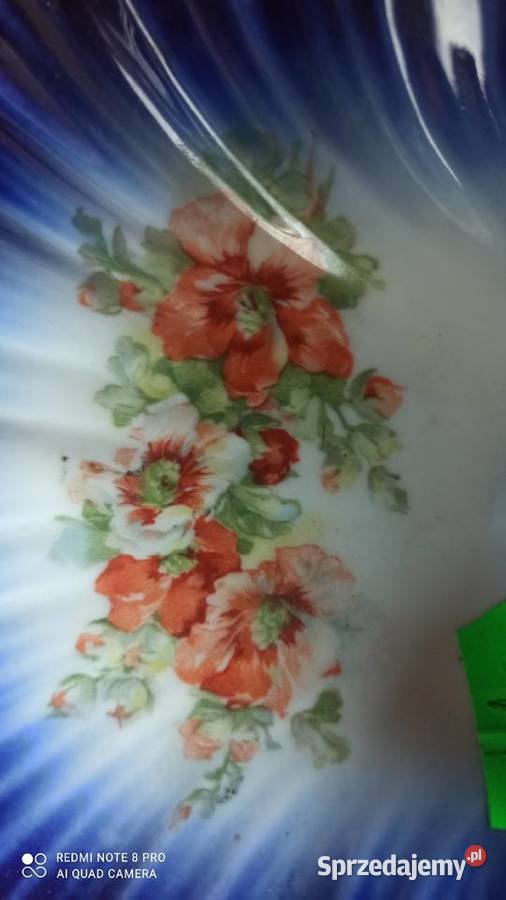 Muszelka porcelana kobaltowa pomarańczowe kwiaty pomorskie Gdańsk sprzedam