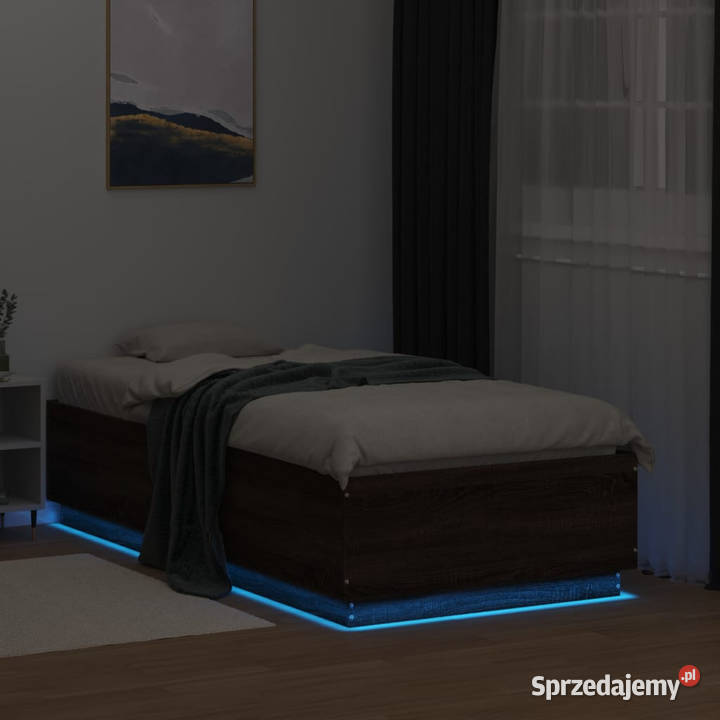 Rama łóżka z LED brązowy dąb 75x190 WM3209673 40cm Warszawa