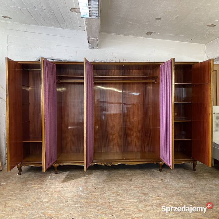 Barokowa szafa pięciodrzwiowa z witryną intarsje zachodniopomorskie