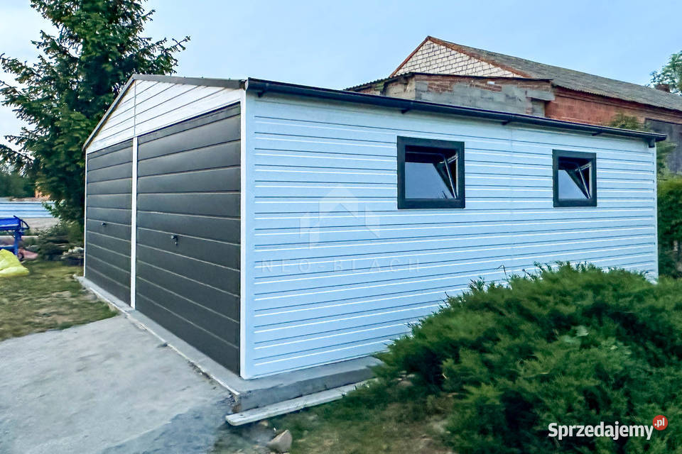 Garaż Blaszany 6x6m 2x Brama Uchylna 2x Okno Łańcut