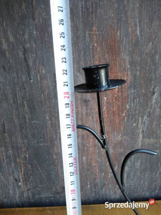 Stary stalowy kuty świecznik PRL starszy Dąbrowa Górnicza