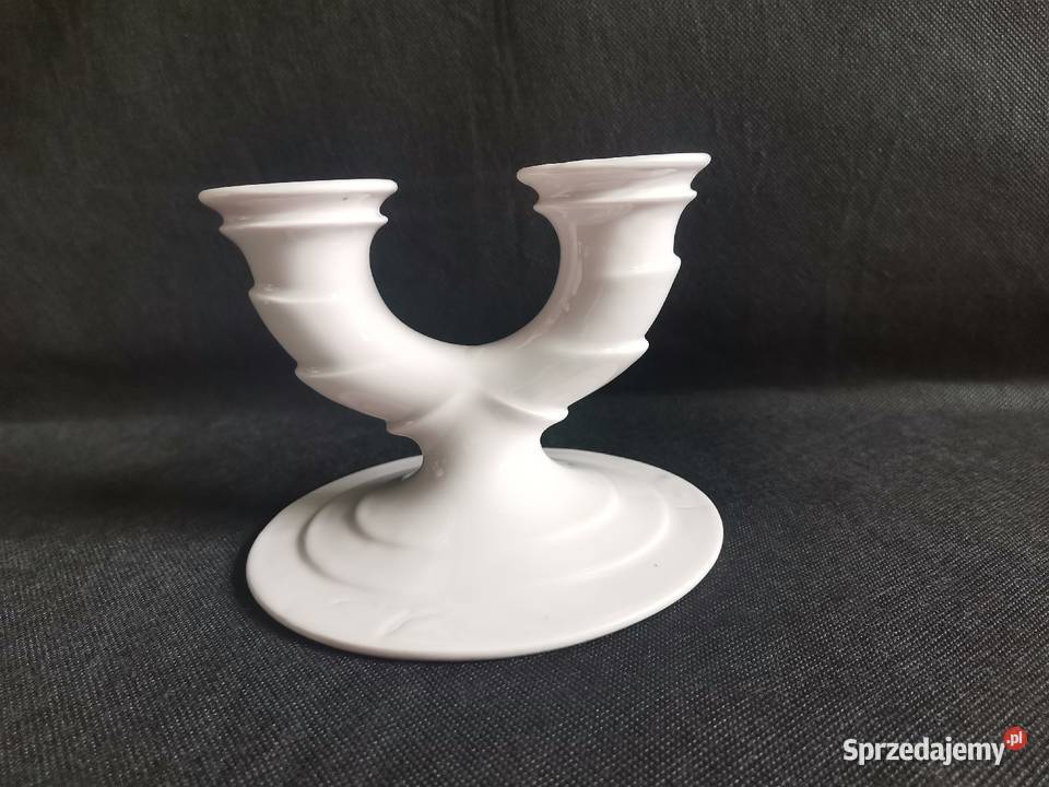 Stary świecznik Art Deco różowa porcelana Katowice