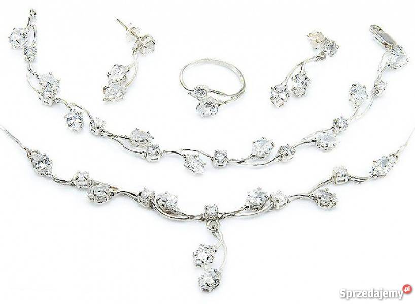 Srebrny Komplet Naszyjnik Kolczyki Opakowanie Białystok sprzedam
