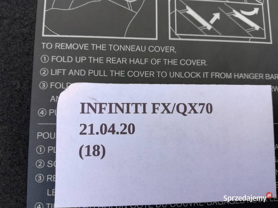 PÓŁKA BAGAŻNIKA ROLETA INFINITI QX70 FX35 FX37 Wyposażenie wnętrza Nowy Tomyśl