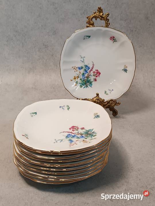 RRSTRAND Talerz Talerze Kwiaty Złocenia Reliefy Dobrzany