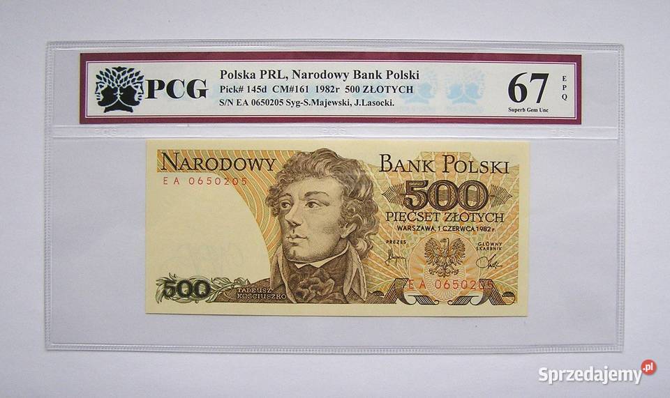 Polska 500 1982 r PCG 67 EPQ NOTA Przepiękny Rydzyna