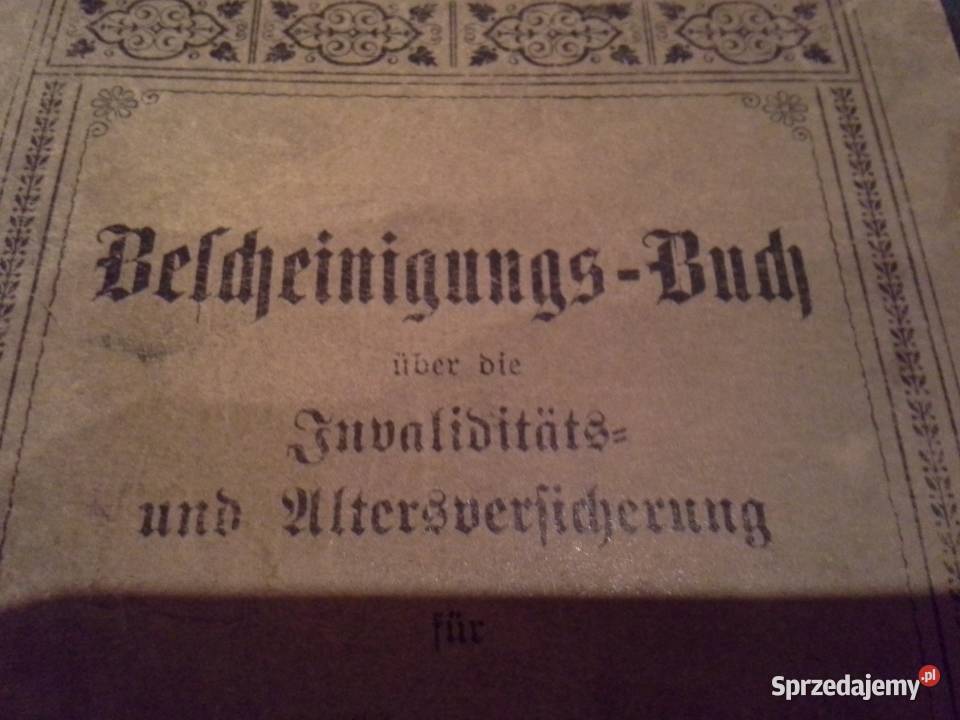 Zabytkowa książeczka ubezpieczeniowa 1912 r śląskie Siemianowice Śląskie