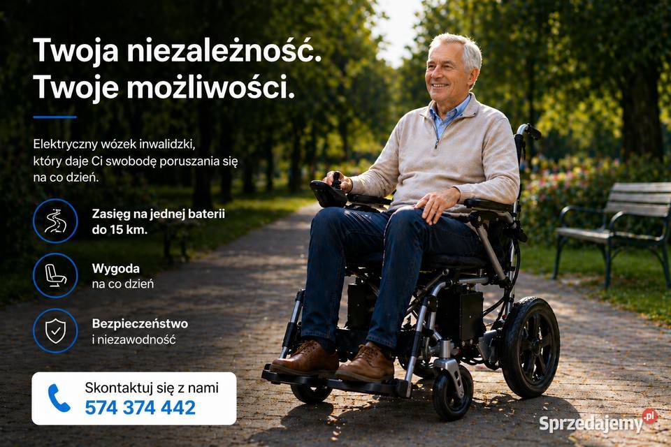 Elektryczny wózek inwalidzki składany w zwykły
