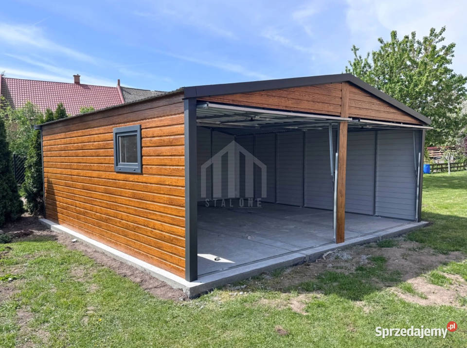 Garaż blaszany 6x5m 2x brama uchylna okno dach Garaże i miejsca postojowe Grudziądz