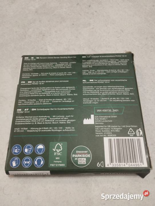 Parkside papier ścierny do drewna średnica 125mm Zestawy osprzętu Warlubie