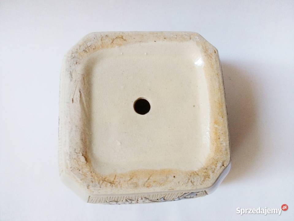 kwadratowa doniczka ceramiczna z ptakami Częstochowa