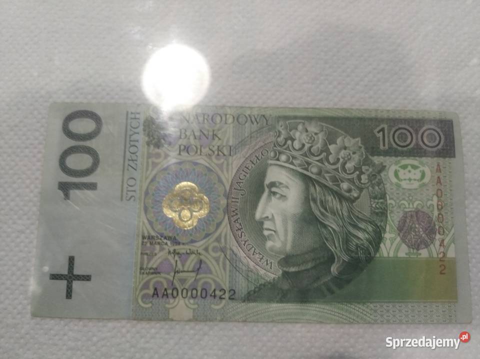 100 złoty Seria AA 0000422 Numizmatyka Warszawa