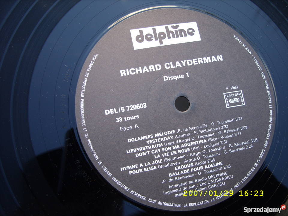 Klasyka LP RICHARD CLAYDERMAN3 DISQUE DOR FRANCE Wołów