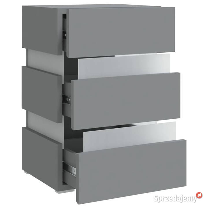 Szafka nocna z LED szara 45x35x67 materiał Warszawa