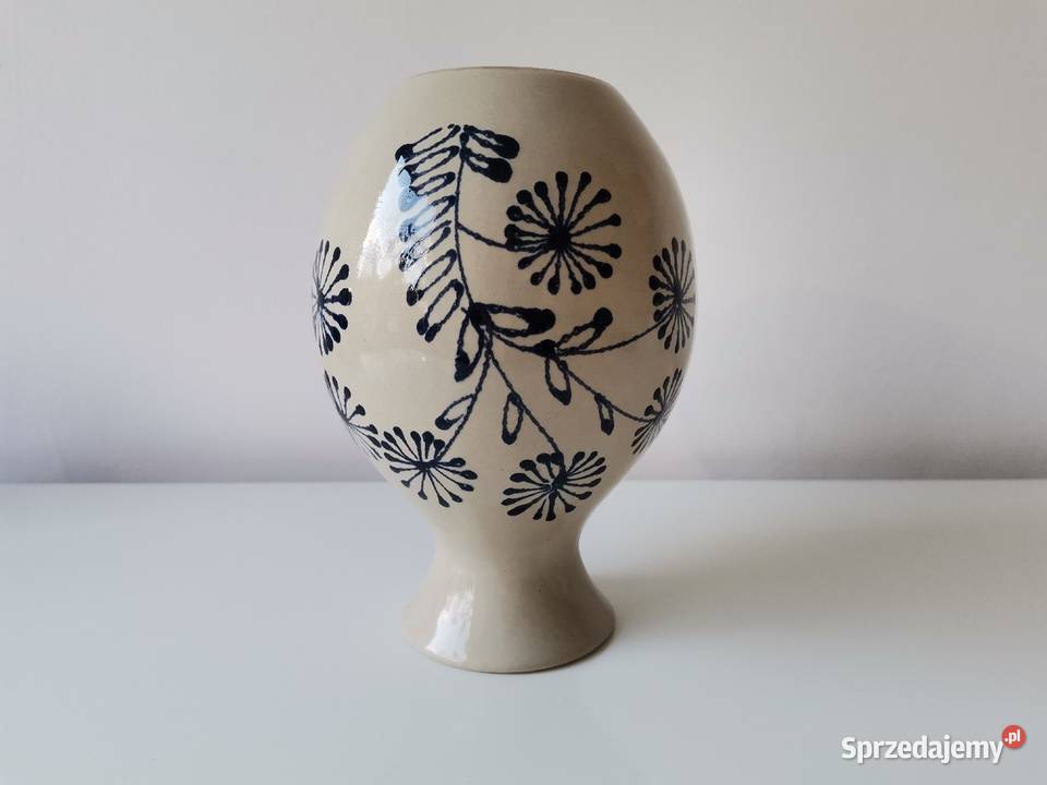 Stary wazon w kobaltowe kwiaty Porcelana i szkło Katowice