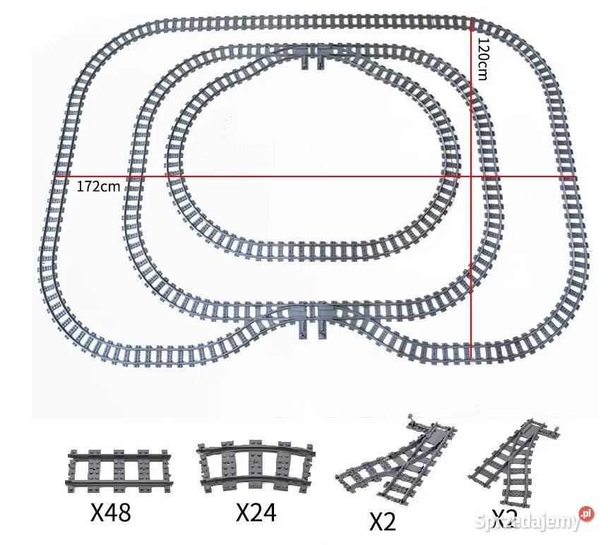 Tory do kolejek Lego Mould King duży zestaw Milanówek