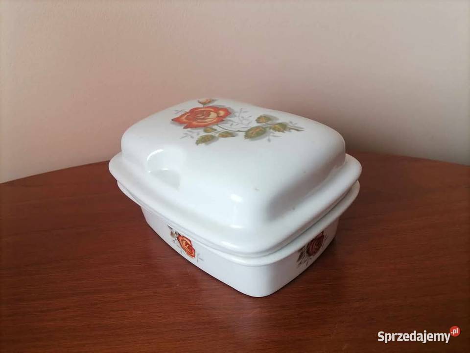 Maselnica Porcelanowa Róża Pomarańczowa PRL Wałbrzych