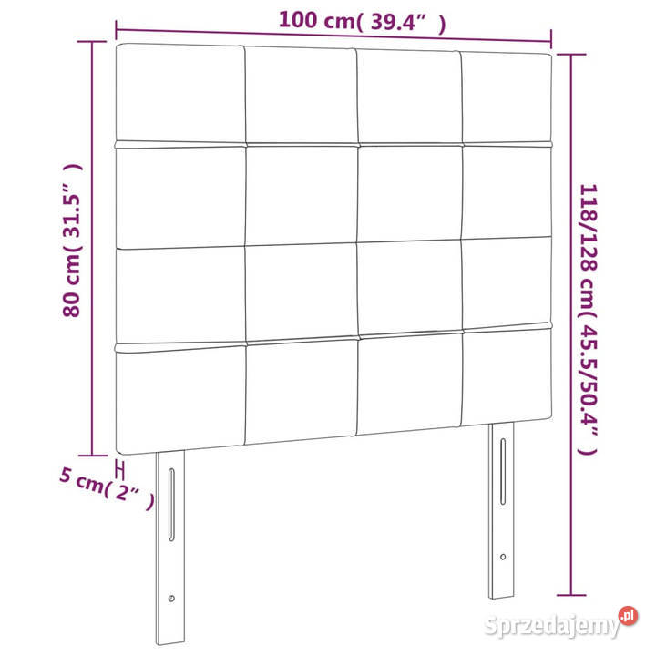 Zagłówek do łóżka z LED jasnoszary 100x5x118128 Warszawa