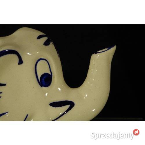 Figuralny czajniczek ceramiczny Słoń kobaltowe