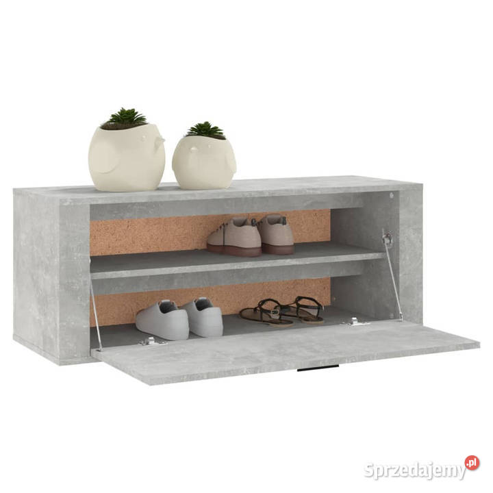 Ścienna szafka na buty szarość betonu 100x35x38
