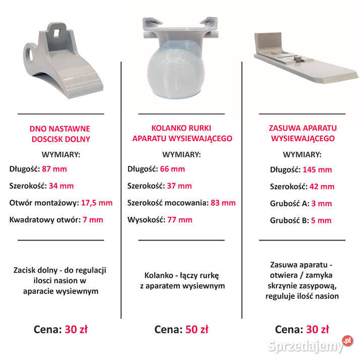 Części do siewnika Isaria RolkiZasuwaKolanko Rokietnica