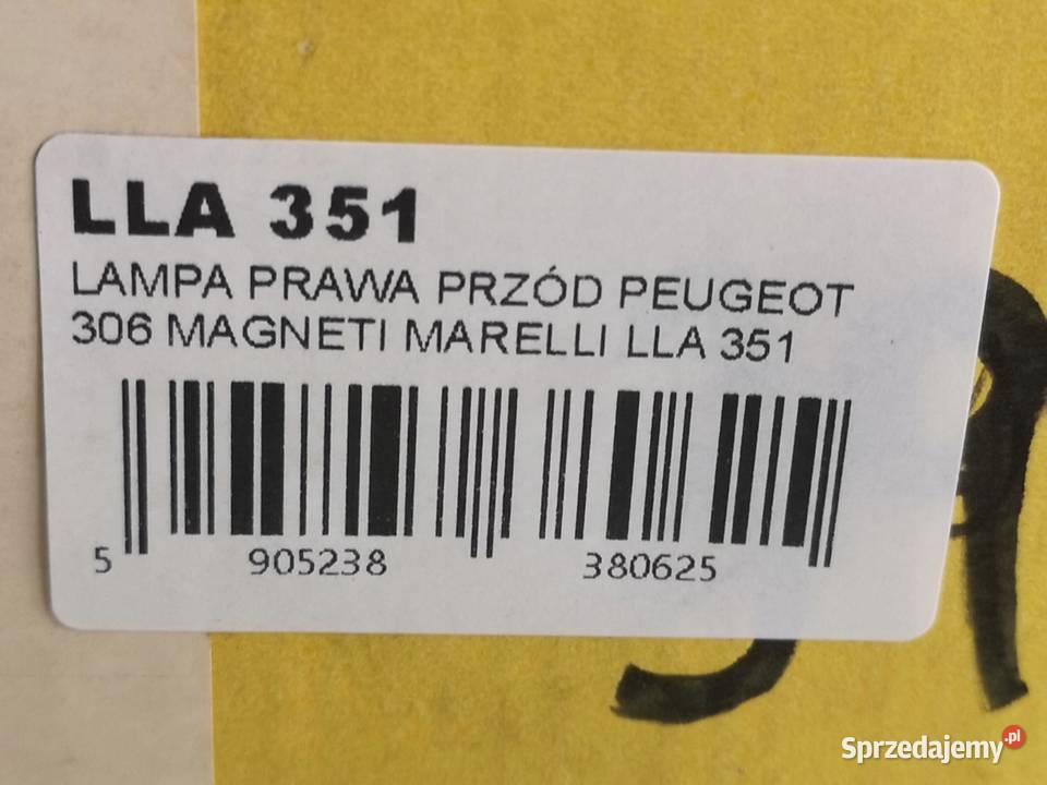 LAMPA PRAWY PRZÓD PEUGEOT 306 19932002 NOWA lubelskie