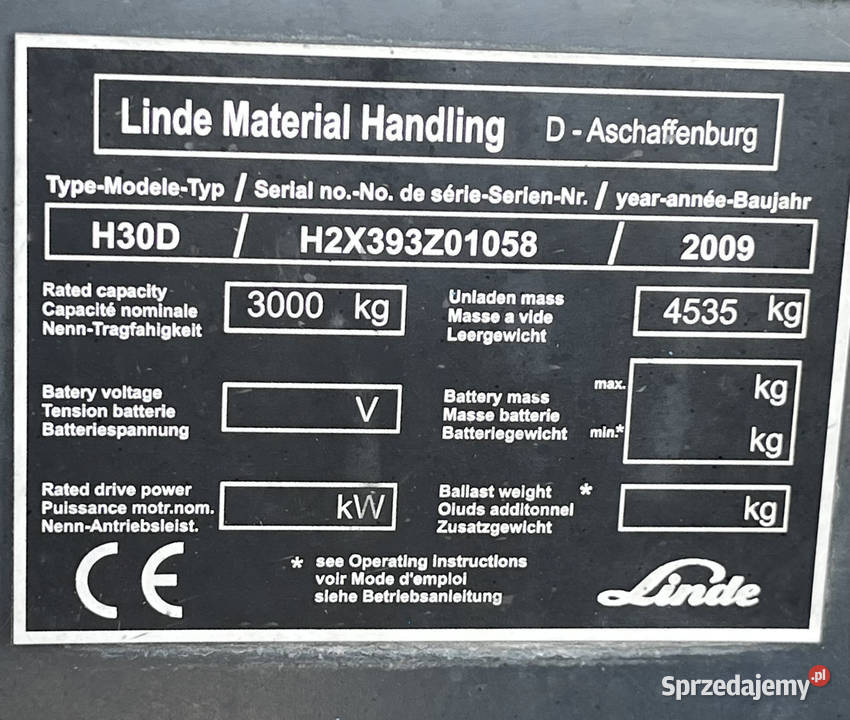 Wózek widłowy Linde H30D z 2009 roku UDT małopolskie Targowisko