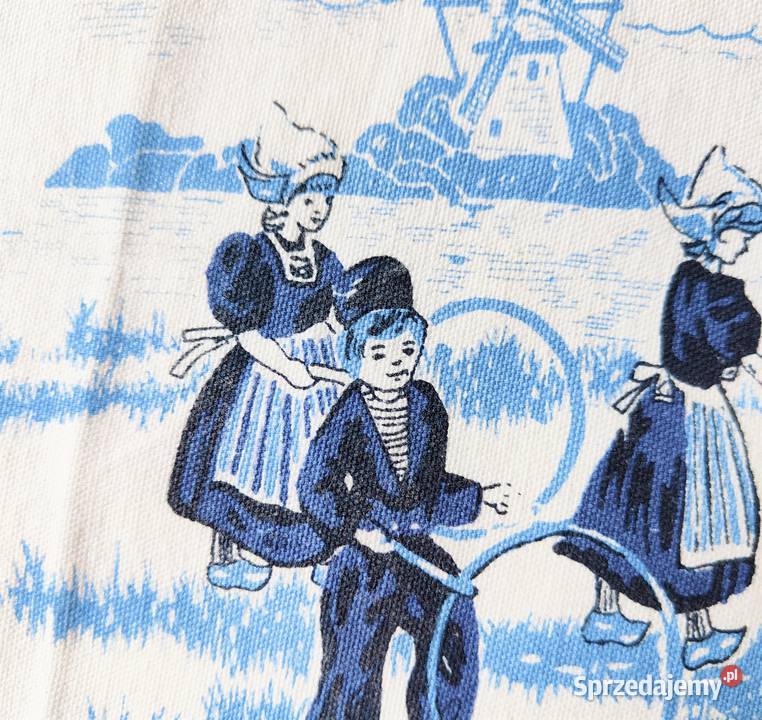 Retro serwetka holenderski obrazek niebieski biały Szczecin