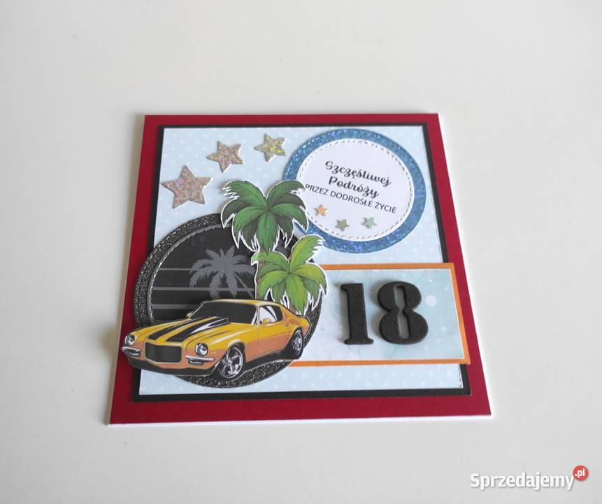 Kartka ręcznie robiona na 18te urodziny Łódź