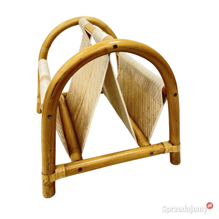 Gazetnik bambusowy vintage styl boho MidCentury Warszawa