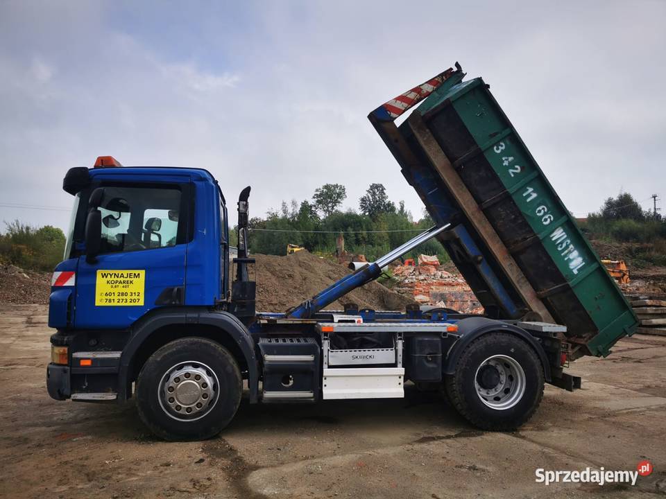 Scania p230 hakowiec wywrotka kontener Rok produkcji 2011 Wywrotki Cieszyn