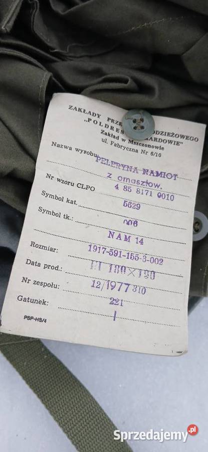 Pałatka WP 3 komplet ze stelażem i szpilkami mazowieckie Łochów sprzedam