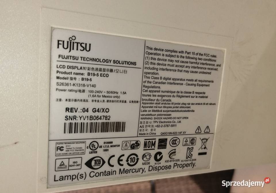 Monitor Fujitsu Siemens B195 ECO biały LED Warszawa