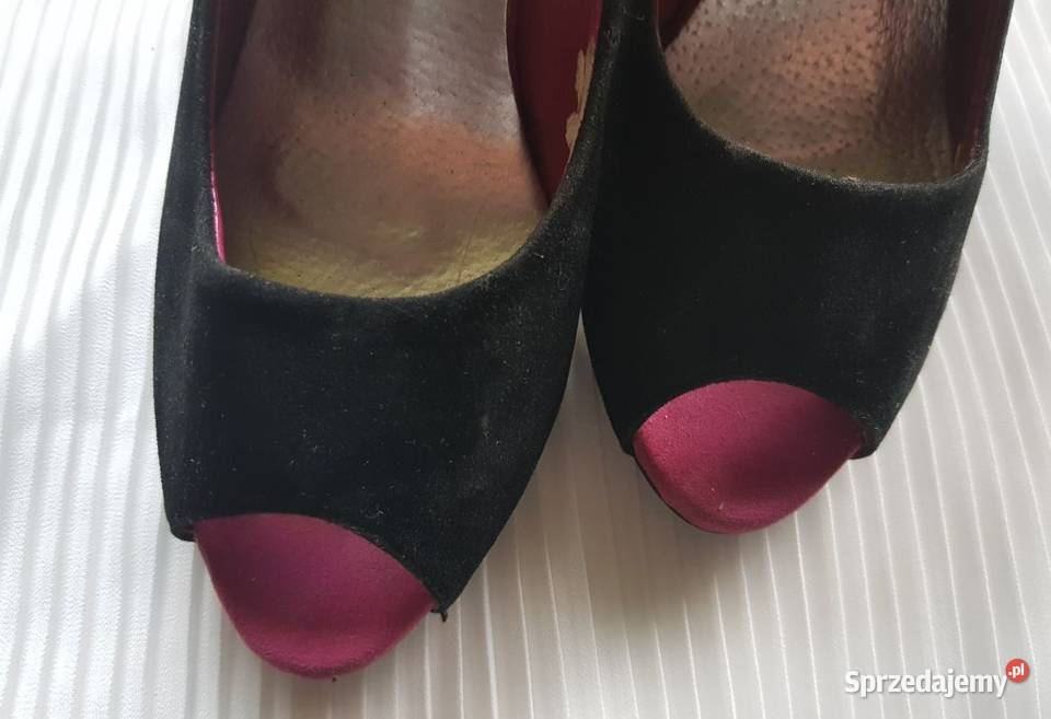szpilki eleganckie czółenka na obcasie zamszowe 24cm Kielce