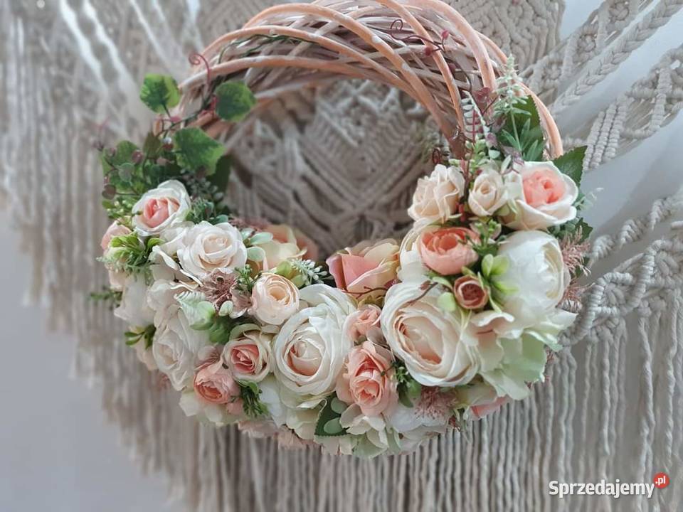 Wianek stroik kompozycja herbaciane róże 35 wielkopolskie Promnice