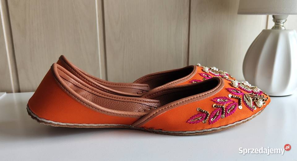 Nowe buty balerinki 39 38 pomarańczowe zdobione Szczecin sprzedam