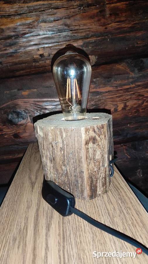 Lampka drewniana rustykalna loft Olsztyn sprzedam