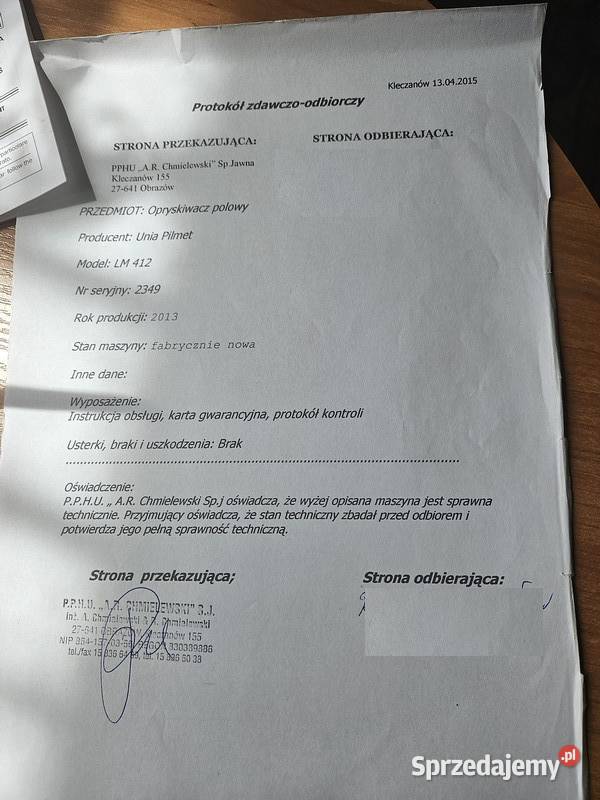 Opryskiwacz Unia Pilmet LM 412 Lisów