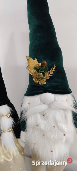 Skrzaty świąteczne para zielony złoty Glamour Dom i Ogród pomorskie Lipnica