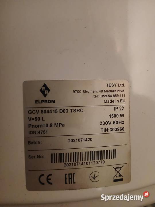 Bojler podgrzewacz do wody 50L 1500W Jasło