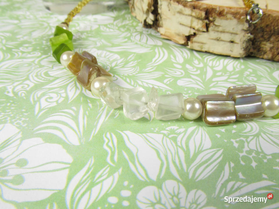 Naszyjnik kolczyki zestaw kamienie masa perłowa Katowice sprzedam