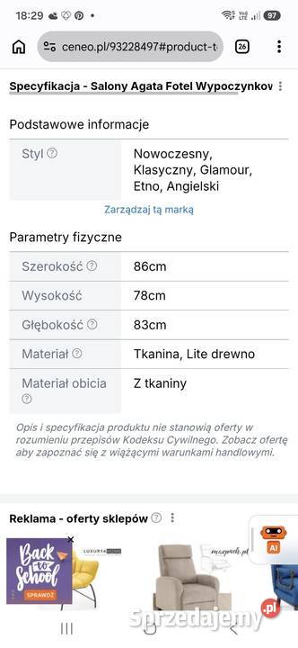fotel tapicerowany VINTI Konin