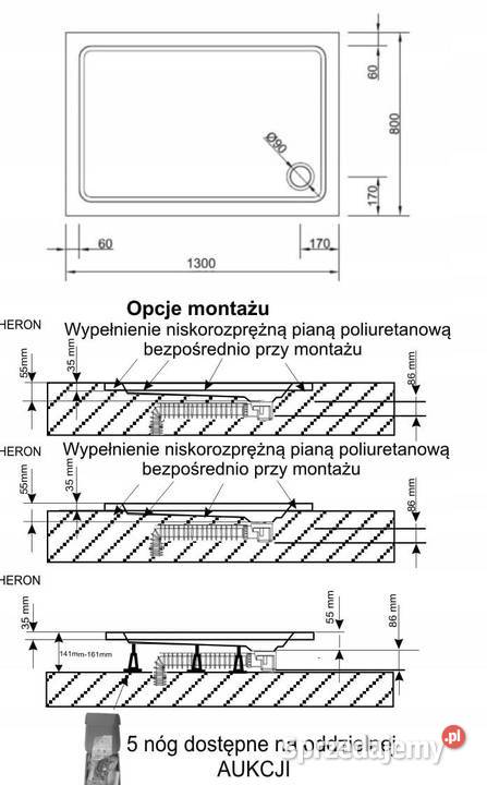 Brodzik płaski 130x80 Heron
