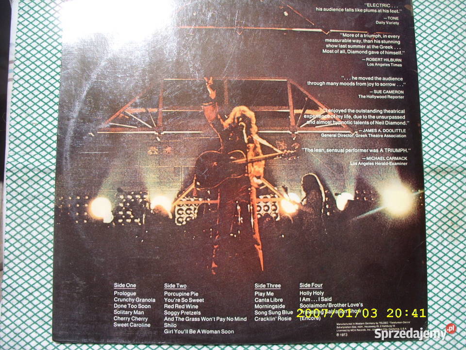 Winyl LP Rock NEIL DIAMONDHOT AUGUST MCA REC 2 Wołów