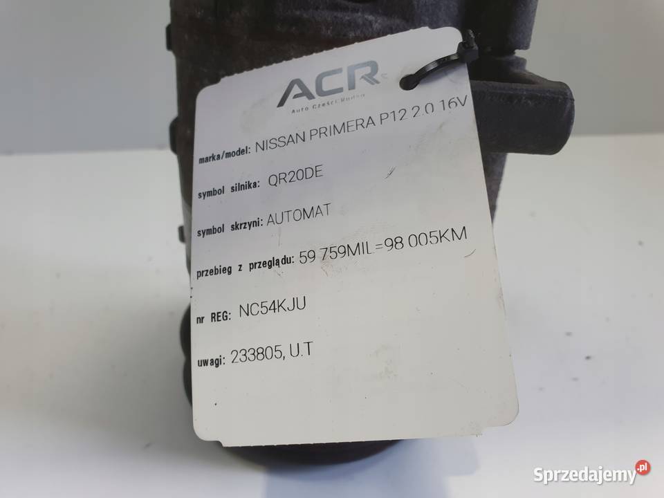 SPRĘŻARKA KLIMATYZACJI Nissan Primera P12 20 16V osobowe Chełm
